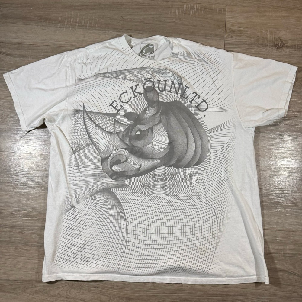 Ecko Unlimited‎ Shirt Size 3XL Big Rhino Logo Y2k Graphic Tee Mens White